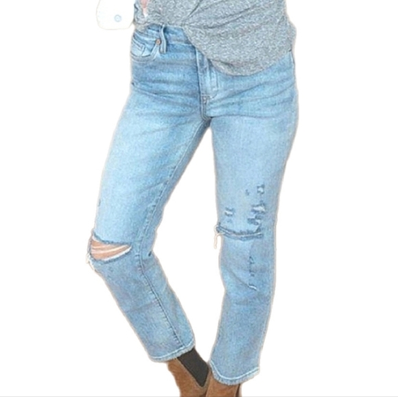 NWT BlankNYC The Madison Crop, lightwash, distressed ripped, straight leg, Sz 26 - Picture 1 of 12